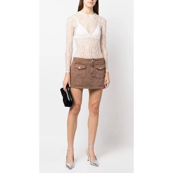 Isabel Marant Toyela White Lace Sheer Etoile Mock Neck Long Sleeve Top Size 38/6 - Picture 2 of 13